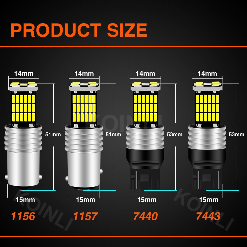 Bóng Đèn LED Tín Hiệu Phanh Xe Hơi 45SMD T15 1156 BA15S 1157 BAY15D P21W T20 7440 7443 W21W DC12V