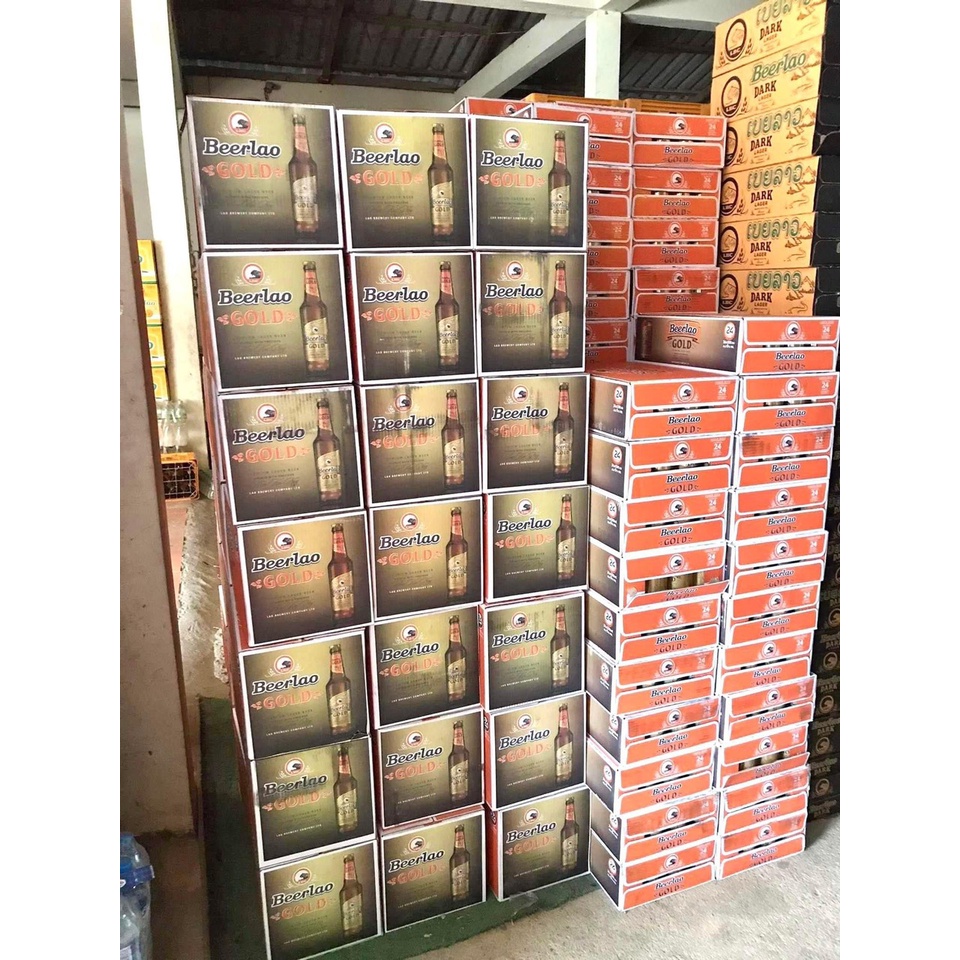Bia Lào gold lager , 5% uống đầm, êm dịu, 1 thùng 24 lon 330ml