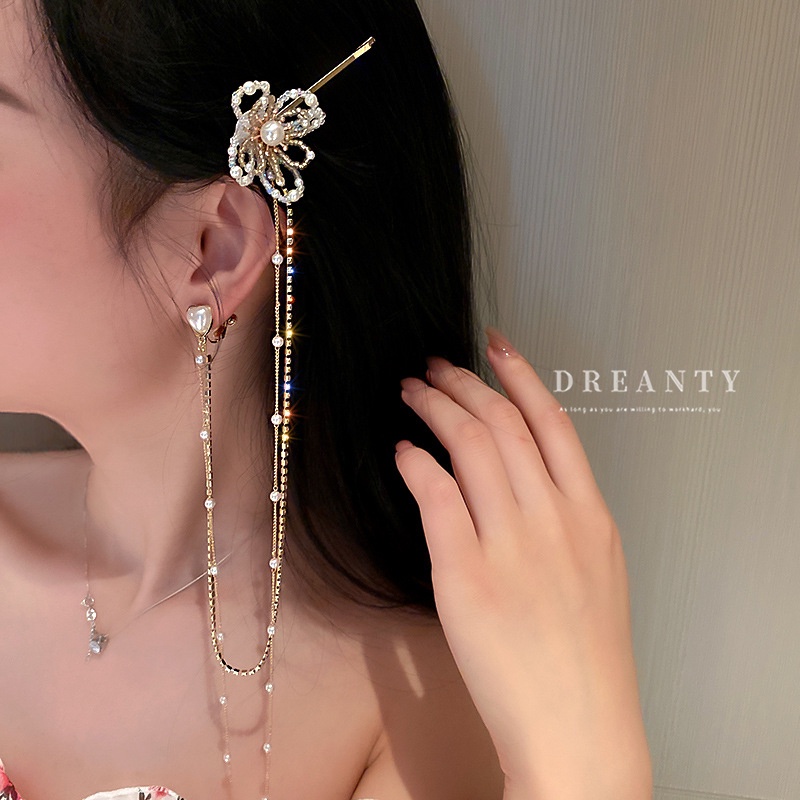 Kẹp Tóc Tích Hợp Kẹp Tóc Đính Hoa Và Ngọc Trai Độc Đáo Thời Trang Hàn Quốc