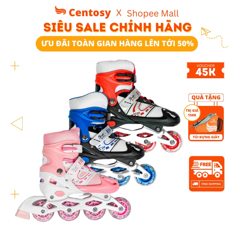 Giày trượt patin trẻ em Centosy Bear có bánh đèn phát sáng