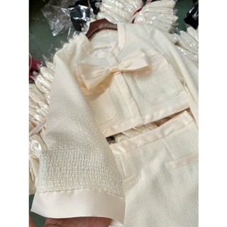 Set dạ Tweed đính nơ trắng Tiểu thư siêu xinh
