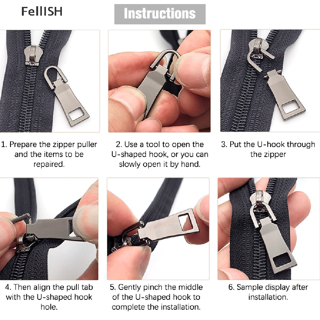 Bộ 5 Dụng Cụ Kéo Dây Khóa Bằng Kim Loại Có Thể Tháo Rời Dùng Sửa Chữa Cho Ba Lô / Áo Khoác / Tab Diy 439br