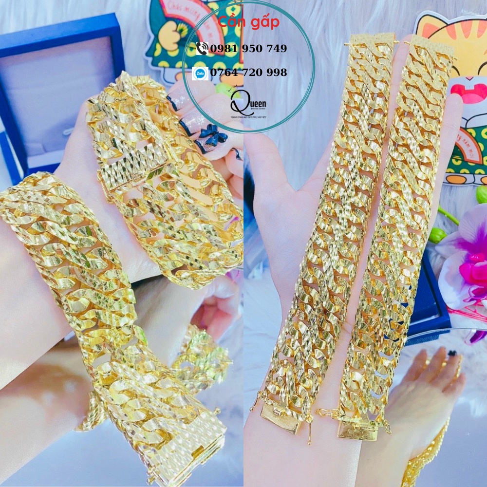Lắc Tay Nam Nữ Dát Vàng 18K Bản Cài Dễ Mở Khóa Siêu Bền Màu-HL0612019