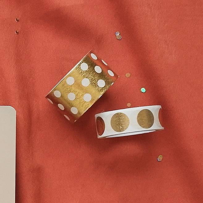 Washi tape bản to 2.5cm in họa tiết nhũ chấm bi, ngôi sao lấp lánh - băng dính/ keo trang trí sổ, planner