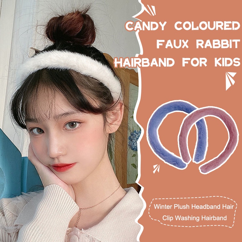 Băng Đô Cài Tóc Phủ Lông Thời Trang Thu Đông Xinh Xắn Cho Nữ