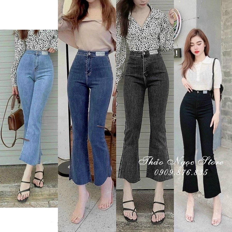 Quần jean lưng cao tag mạt ống bass