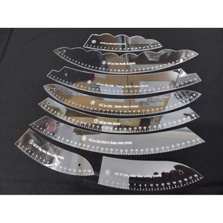 Bộ thước 8 cây vẽ cổ áo dài, thước vẽ cổ áo dài