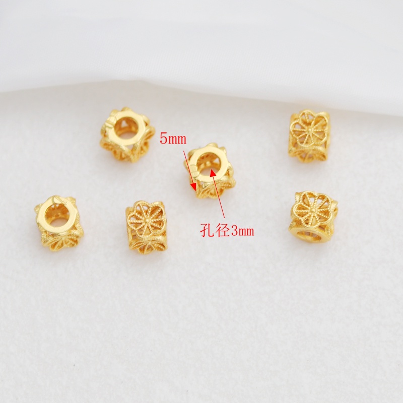 Set 10 Hạt Xâu Chuỗi Vuông Ba Chiều 18k Màu Vàng Kim / Bạc Làm Trang Sức diy