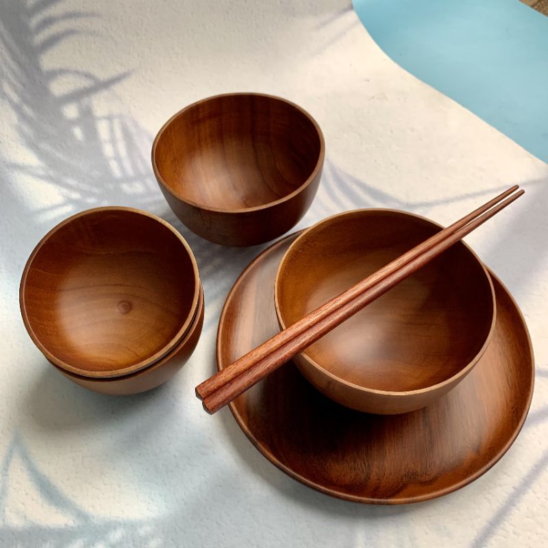 Bộ Bát Gỗ, Tô Gỗ, Đĩa, Đũa gỗ, Ăn Cơm và Đựng Canh, Salad Vitrapro