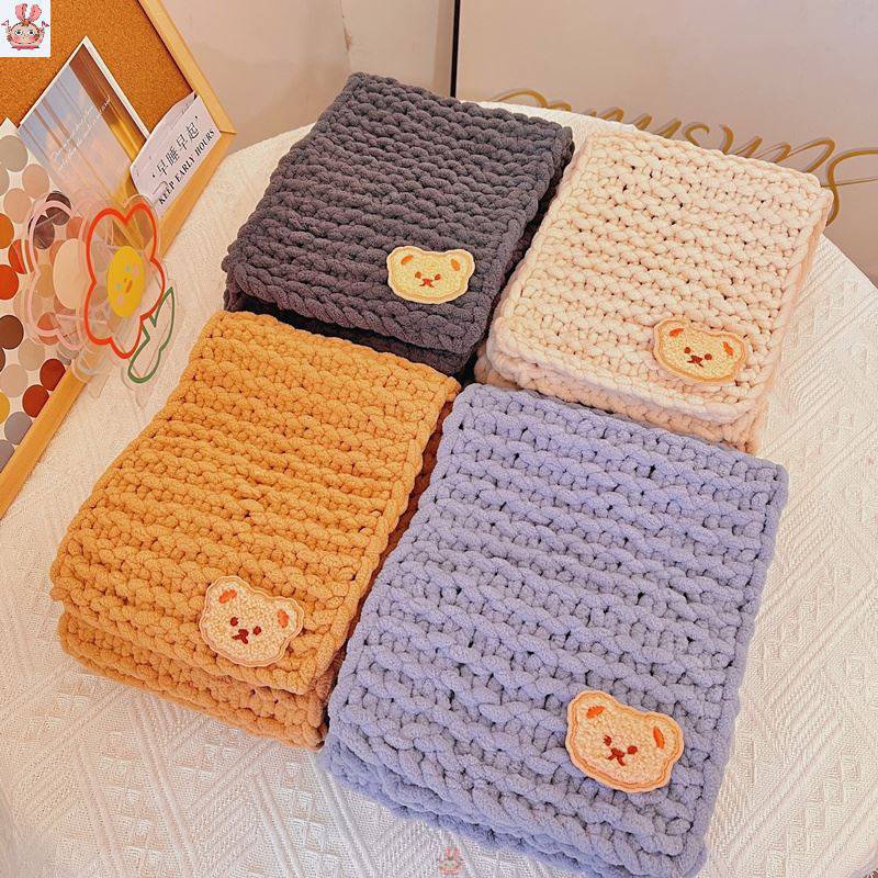 Bộ đan khăn len sợi bông, khăn len tự đan thời trang Hàn Quốc sợi mềm mại - Gói nguyên liệu đan khăn LX02