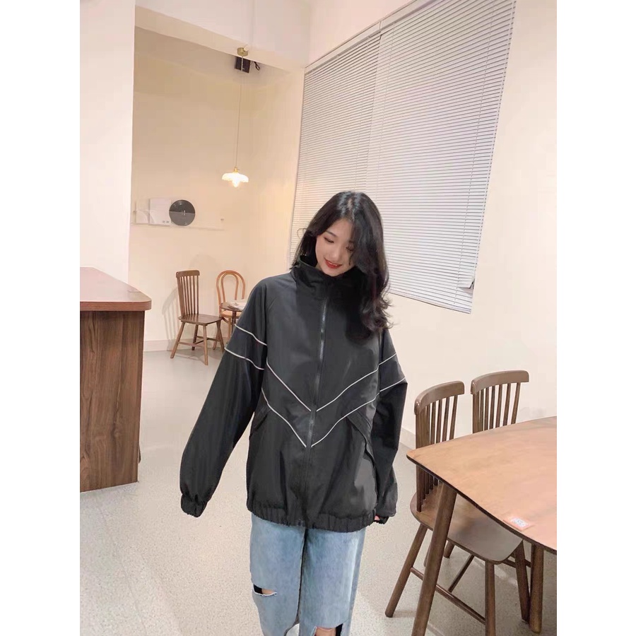 Áo khoác gió phối viền phản quang hót triend from rộng 2 lớp nam nữ Bảo Đăng