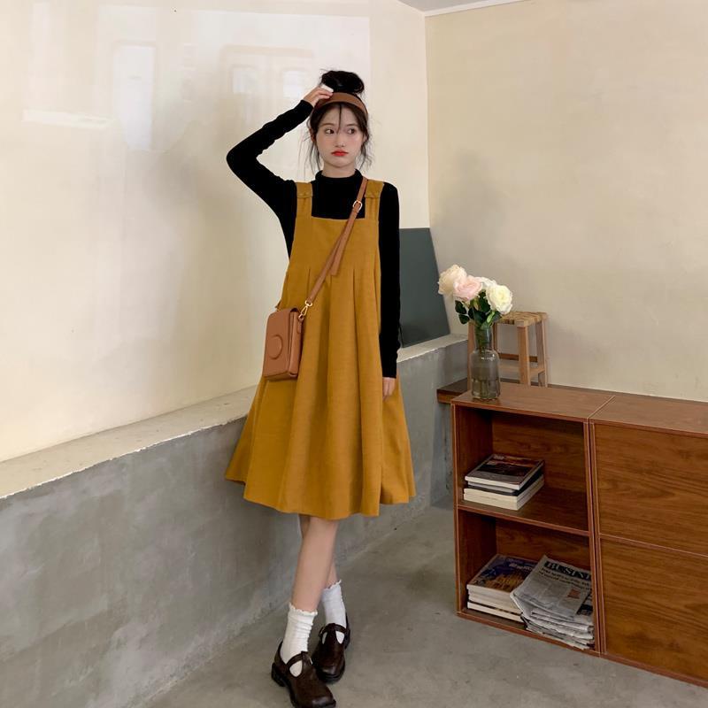 Bộ Đầm Hai Dây Dáng Rộng Phong Cách Preppy Dễ Thương Thời Trang Xuân Thu Cho Học Sinh
