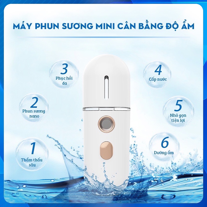 Máy phun sương - Máy xông hơi mặt nano mini giá rẻ Xông tinh dầu cầm tay Cấp nước tối đa Hỗ trợ dưỡng da chống lão hóa