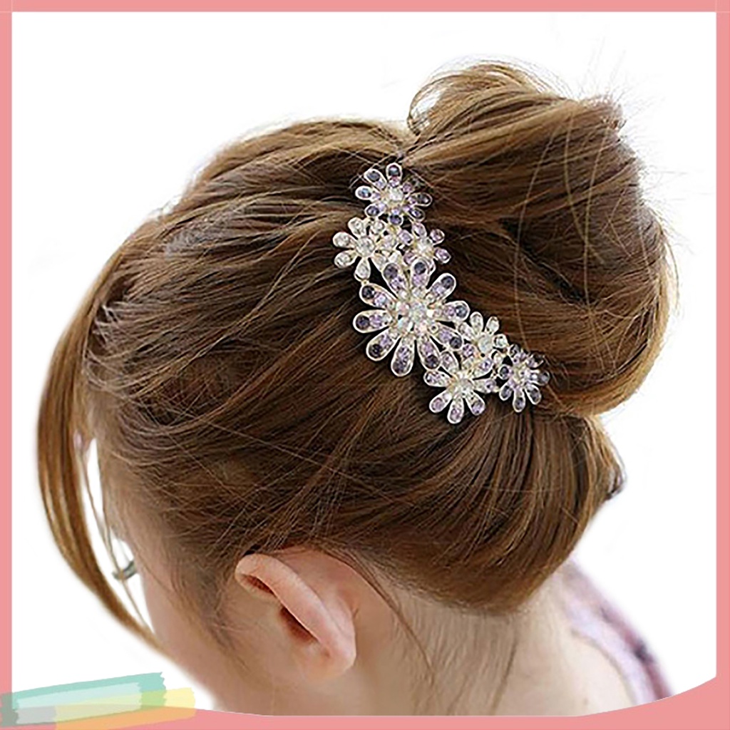 Trâm Cài Tóc Hợp Kim Trang Trí Hoa Đính Đá Xinh Xắn Cho Nữ