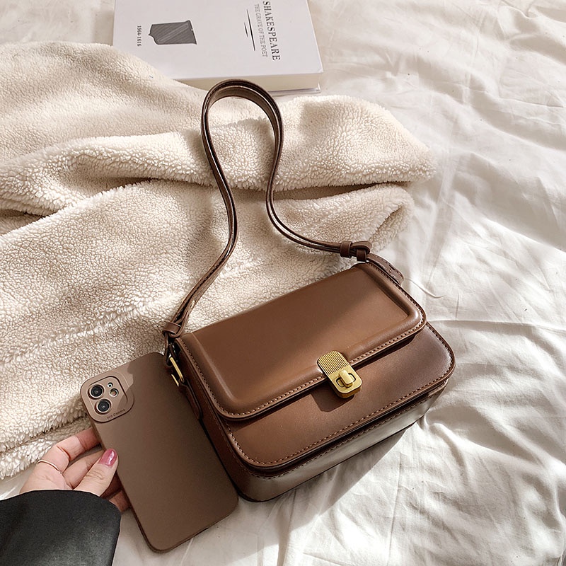 Túi đeo chéo CHAIKA KILTER bằng da PU trơn phong cách Anh quốc cho nữ