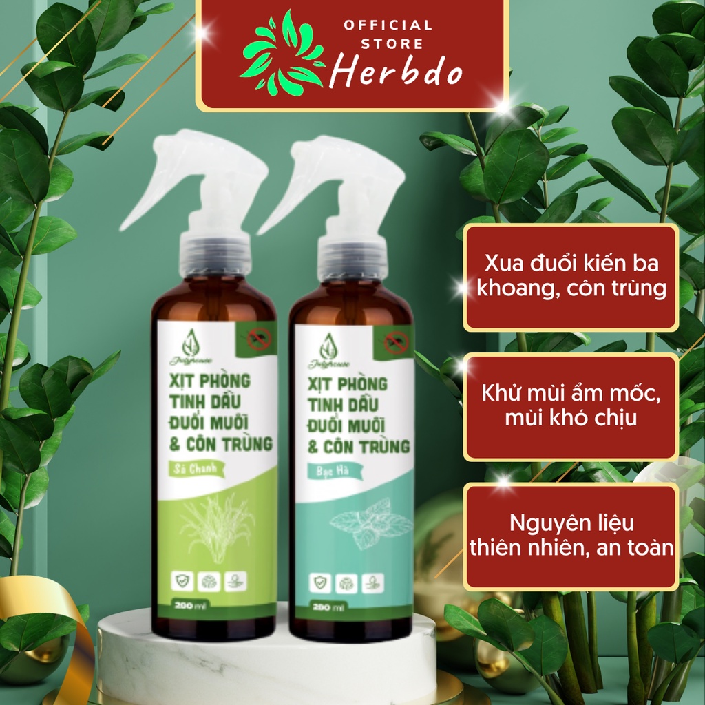 Bình Xịt Phòng Tinh Dầu Julyhouse Hương Sả Chanh Bạc Hà Đuổi Muỗi Và Côn Trùng Hiệu Quả Chai 280ml