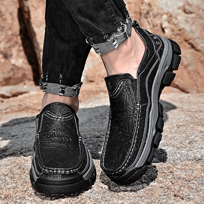 Giày Lười Da Bò Đế Cao Su Mềm Thoáng Khí Phong Cách Thể Thao Cho Nam