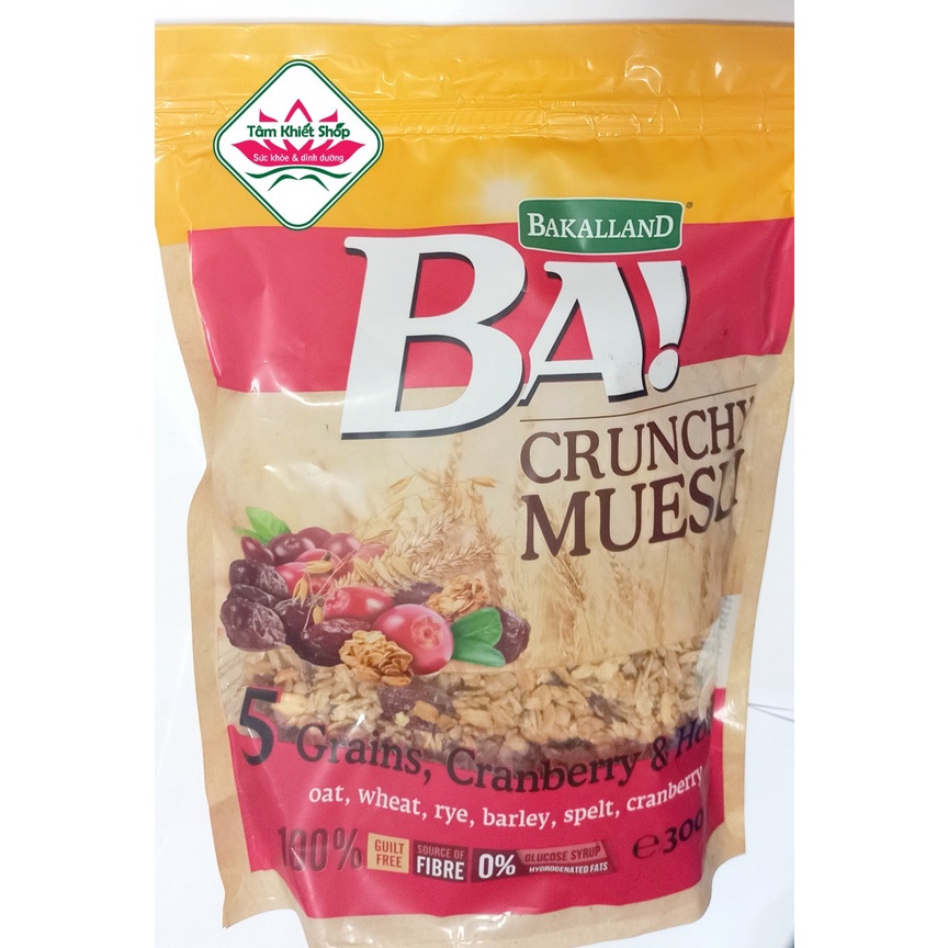 Ngũ cốc Bakalland 5 loại túi 300 gr 5 loại hạt và mật ong, date:T4/24