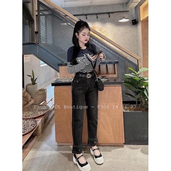 ÁO LEN TĂM TAY DÀI SỌC NGANG PHỐI CHỮ