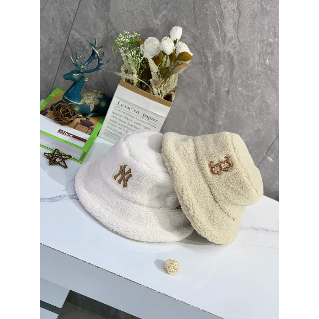 Mũ Bucket MLB Fleece, Nón MLB Lông cừu thời trang cao cấp