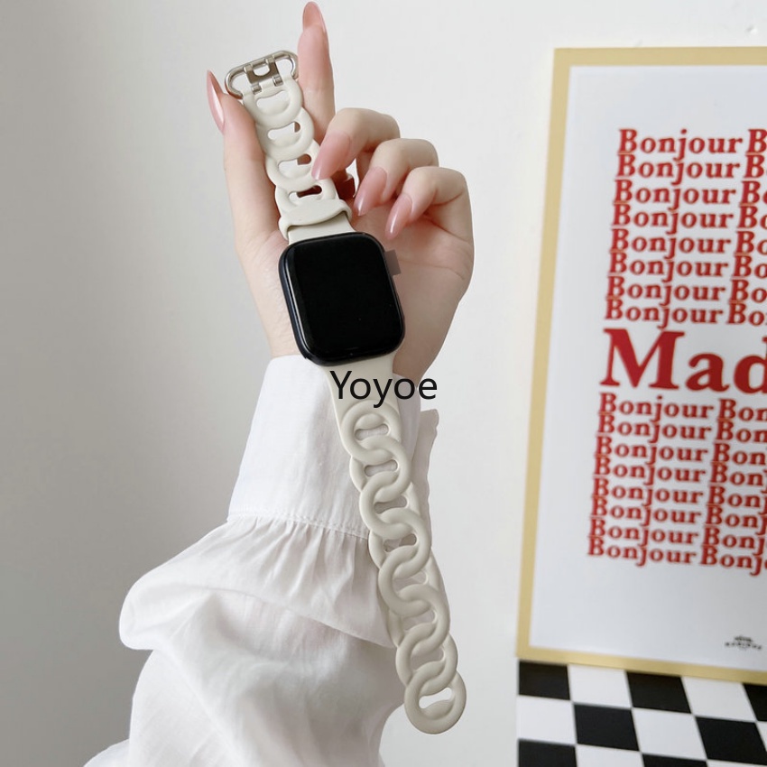 Dây Đeo Đồng Hồ Bằng Silicone Hình Tròn Kích Thước 40mm 44mm 45mm 41mm 49mm 42mm 38mm Cho iWatch Series 8 7 SE 6 5 4 3 2 1