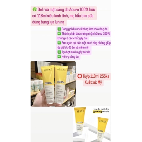 Gel rửa mặt sáng da Acure Brightening Cleansing Gel 118ml