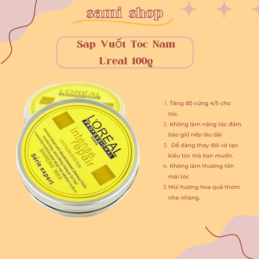 Sáp Vuốt Tóc Nam L'real Paris chất Cream Trắng Đục 80G ( giữ nếp 8-14h), keo & wax vuốt tóc