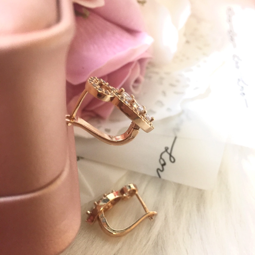 Bông Tai Đính Đá Nữ T2011 Khóa Ý Bền màu Bảo Hành 6 tháng, dùng hàng ngày ko đen gỉ