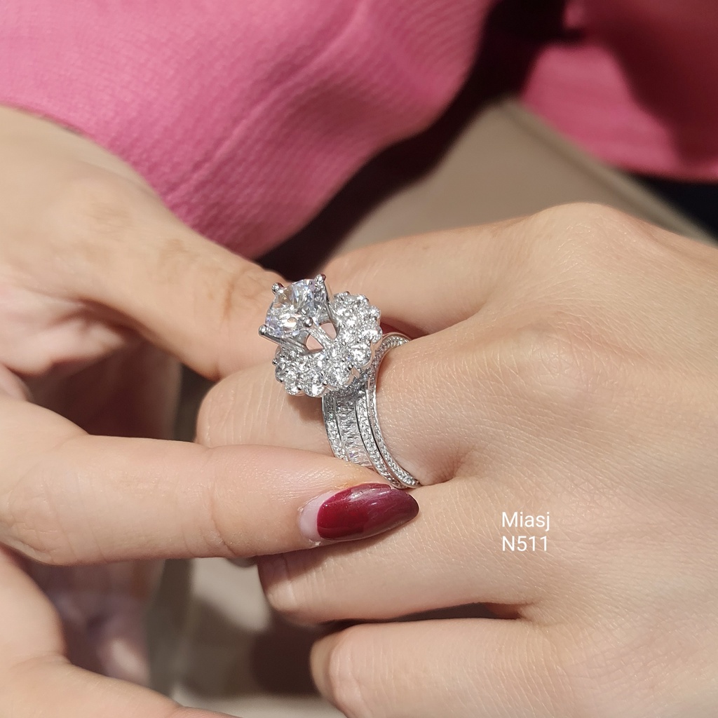 Nhẫn nữ bạc Ý S925 MiASJ N511 nạm đá cao cấp, sang trọng, lung linh