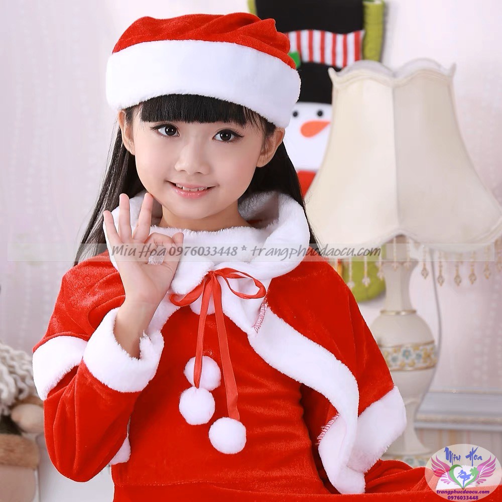 Trang phục Noel trẻ em, vải nhung mềm mịn siêu đẹp size cho trẻ em