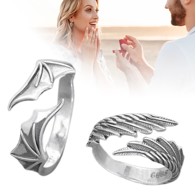 ✨✨Nhẫn hợp kim hình đôi cánh thiên thần ác quỷ độc đáo