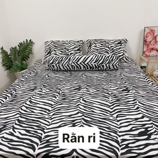 Bộ Drap/ga thun beo vằn rằn ri KO Mền/Chăn 1m6/1m8 (chân nệm dưới 15cm). drap gối codipa