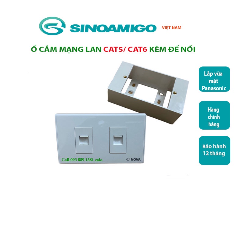 Nhân mạng Lan cat5/ cat6 Sinoamigo lắp mặt âm tường, ổ cắm âm sàn - Hàng nhập khẩu chính hãng, đủ thuế VAT, COCQ