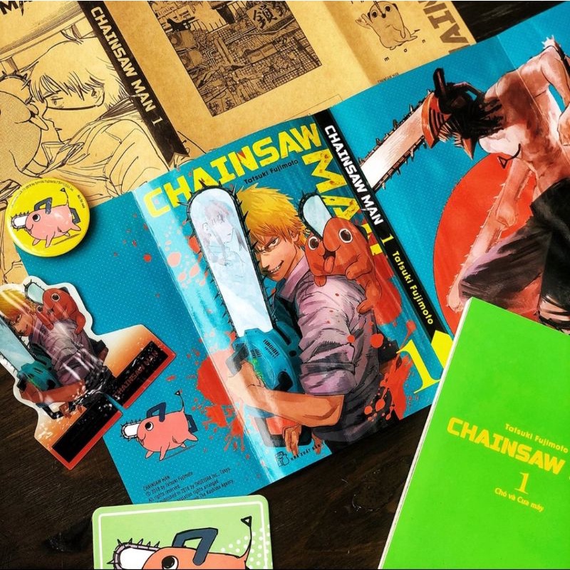 Chainsaw Man Tập 1 - Tặng lót ly - Standee - Bìa 2 Mặt - Nguyên Seal