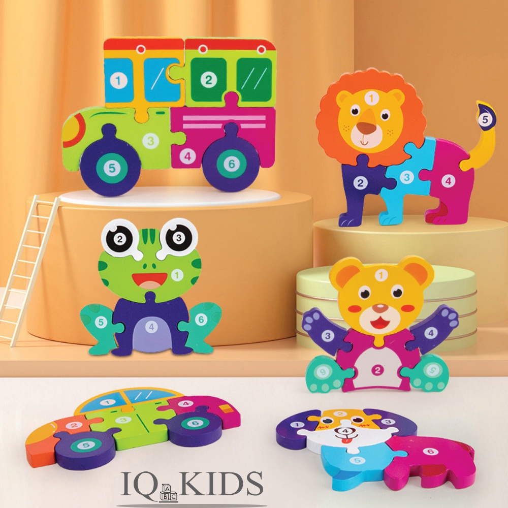 Đồ chơi xếp hình IQ KIDS ghép hình 3D ghép gỗ cho bé phát triển trí tuệ GH2