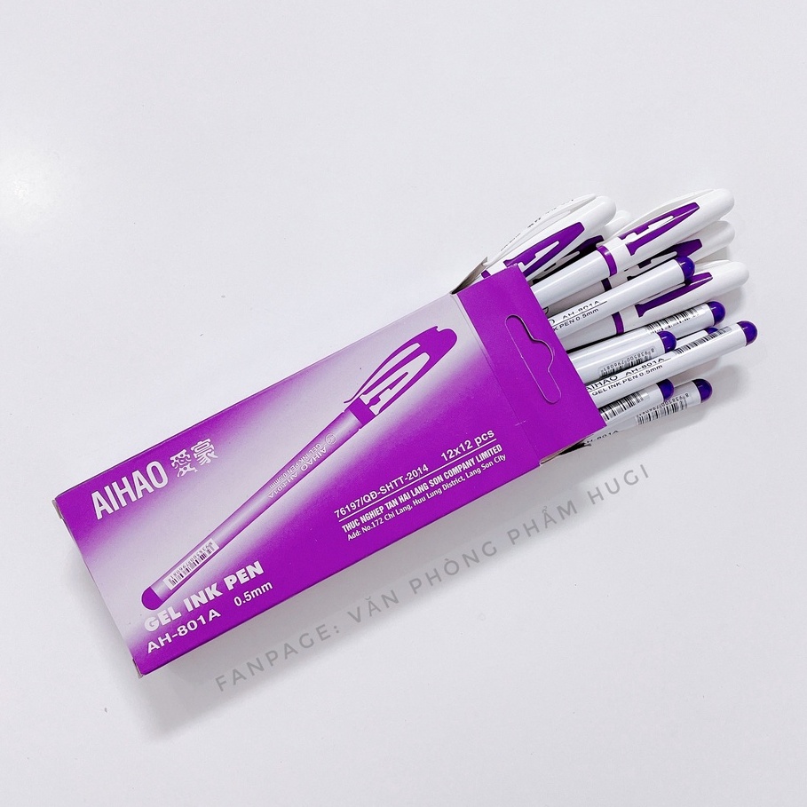 Hộp 12 cây bút gel chữ A Aihao nét đều đẹp viết êm