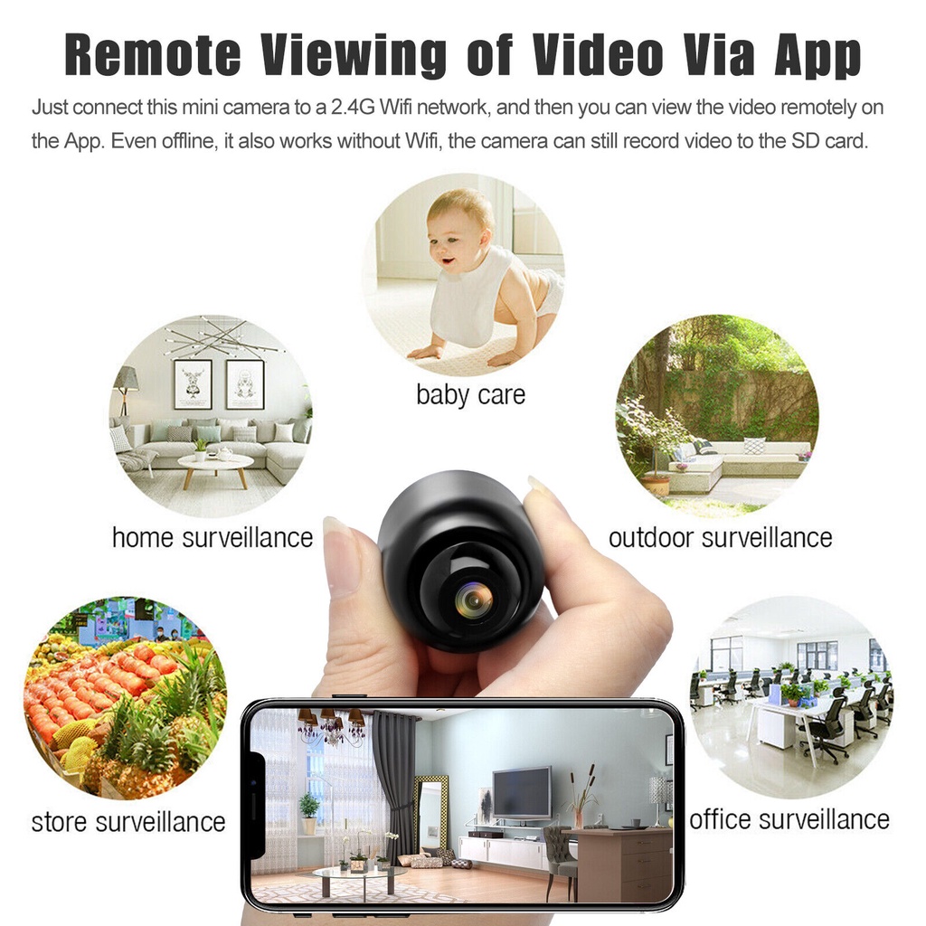 Camera An Ninh Không Dây Kết Nối Wifi, Độ Phân Giải 1080P HD, Hỗ Trợ Quay Ban Đêm