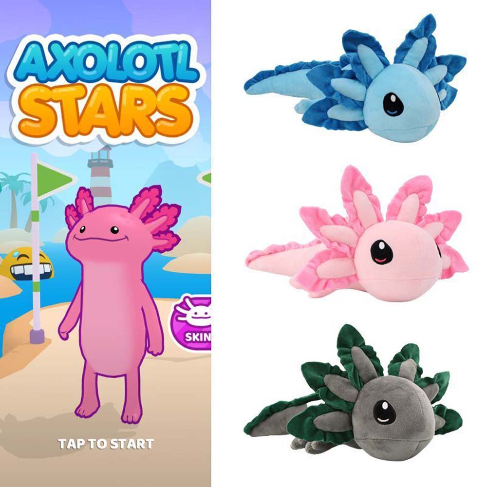 Axolotl Plush Salamander Lizard Multi-color Cute Fish Doll Hexagonal Dinosaur Plush Toys for Kids Gift