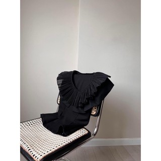 Áo Cổ Voan Đen Nữ AT MODA DE LITA