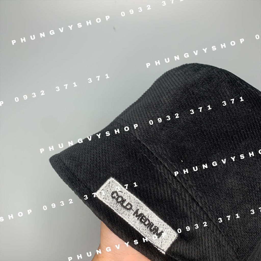 Mũ CỤP  Nhung mềm bucket tai bèo vành unisex phong cách hàn quốc Phungvyshop- Nón Sụp VÁ VÀNH Thêu COLD MEDIUM