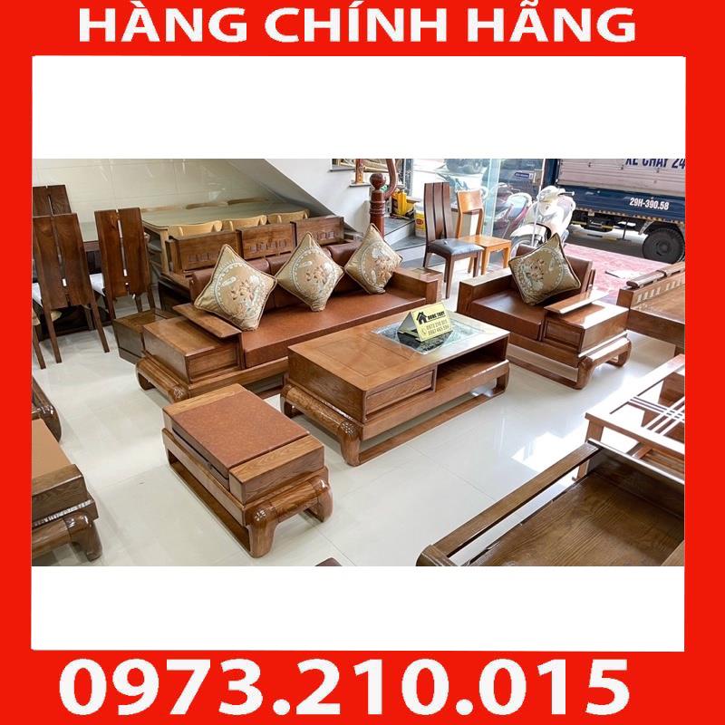 Ảnh thật sofa 2 văng đùi gà gỗ sồi nga màu óc chó, màu cánh gián, màu tự nhiên