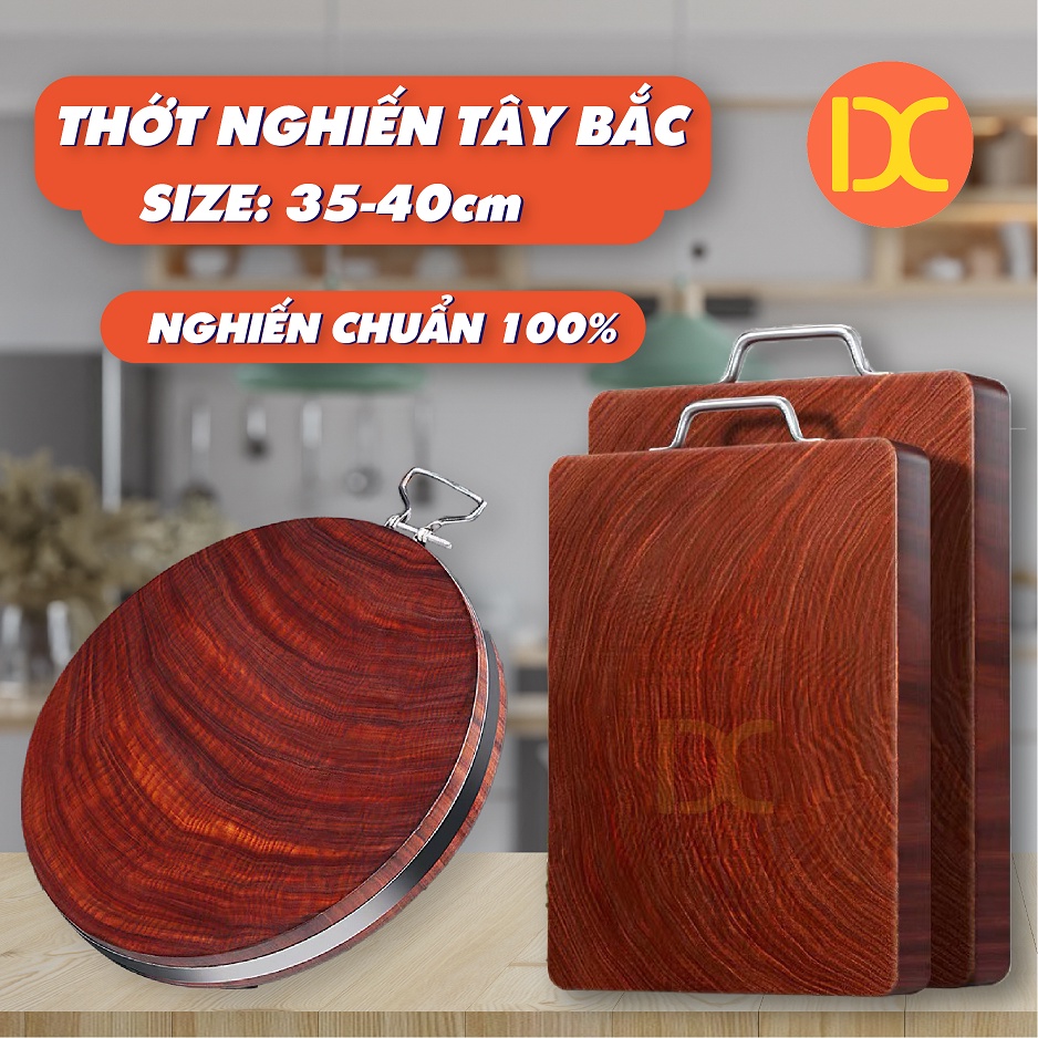Thớt gỗ nghiến Tây Bắc tròn, chữ nhật size 35-40 để băm chặt, làm nhà hàng quán ăn, Bền và không bị mủn