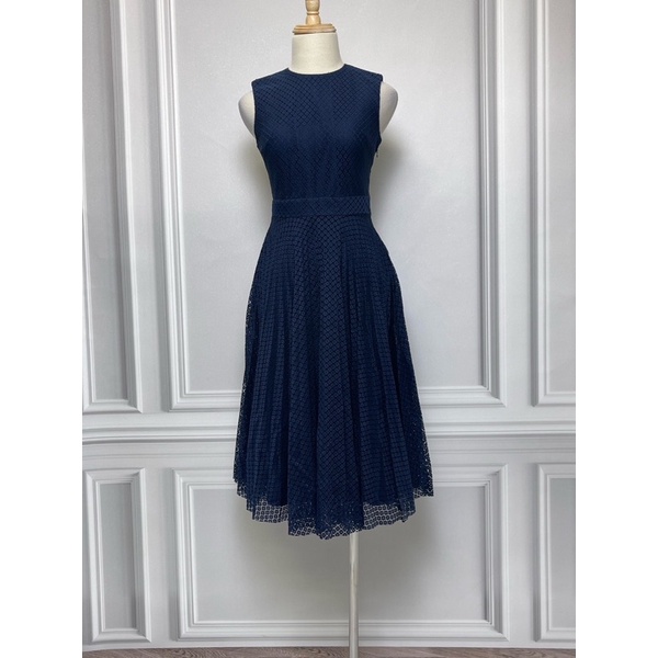 V1198 Váy ren SPOTLIGHT BY WAREHOUSE hàng hiệu chính hãng thời trang nữ màu xanh đậm siz 34 secondhand thanh ly ký gửi