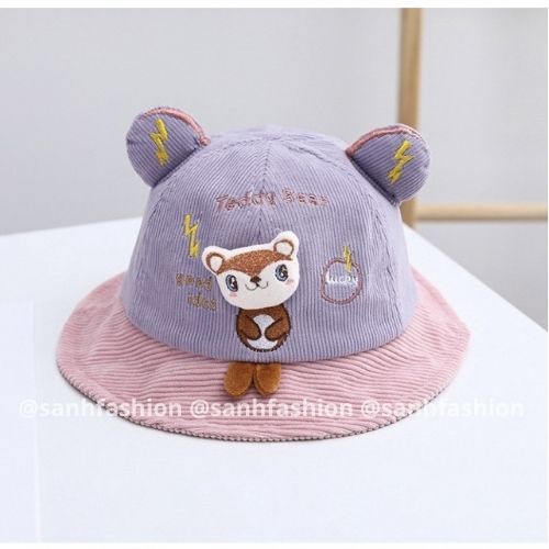 [Bé 6tháng-4tuổi] MŨ VÀNH TEDDYBEAR VÁ 2 MÀU CHO BÉ TRAI,GÁI_sanhfashion