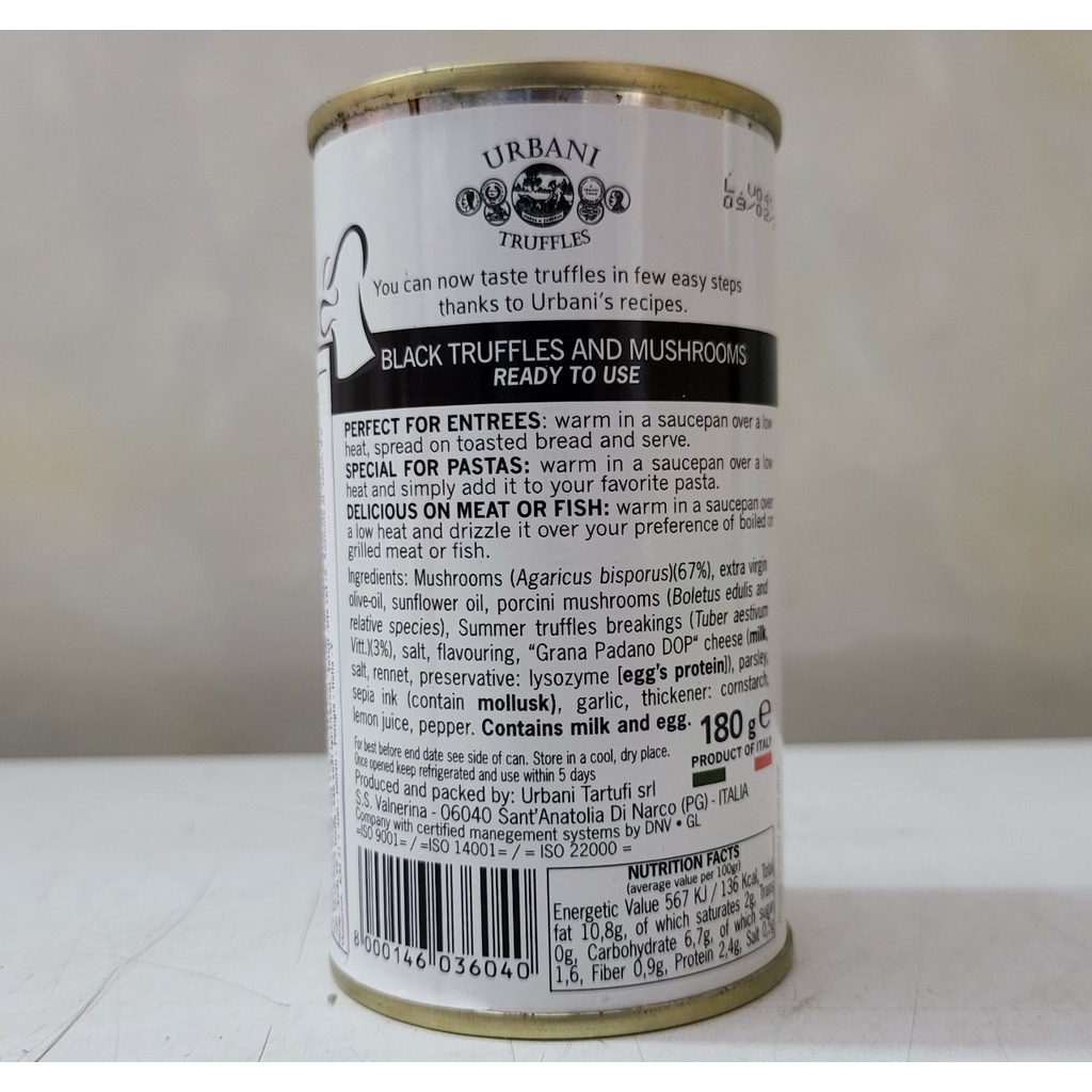 [Lọ 180g - NHÃN ĐEN] XỐT NẤM [Italia] URBANI Black Truffles and Mushrooms Sauce (grm)