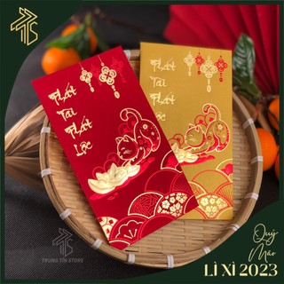 Bao đỏ chủ đề Phát Tài Phát Lộc, thiết kế đẹp, chữ nổi trên nền giấy đỏ đẹp sang trọng tinh tế nổi bật