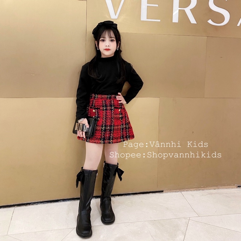 Set Váy Dạ Đỏ 3 Món Đón Tết Cho Bé 17kg-46kg