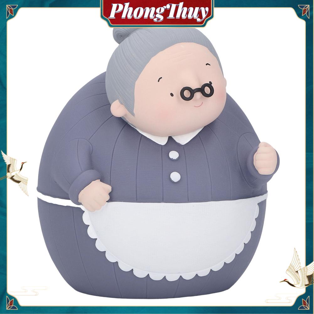 PhongThuy Con Heo Đất Bà Già Với ​​Giỏ Nhỏ Trang Trí Vinyl Thủ Công Cho Cha Mẹ