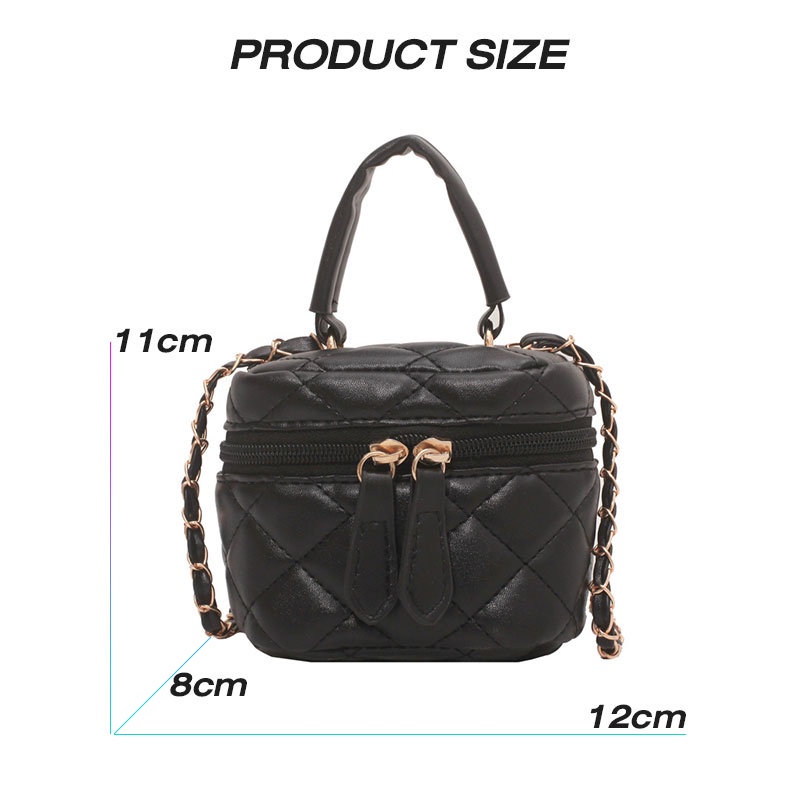 Mischa Túi Xách Da PU mini Màu Trơn Thêu Họa Tiết Hình Thoi Thời Trang Cho Nữ