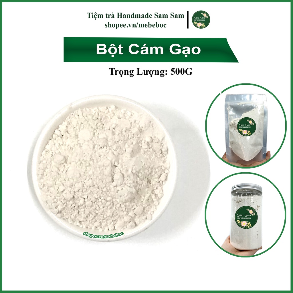 Bột cám gạo nguyên chất hộp 500g làm mặt nạ đắp mặt giúp trắng da, ngừa nám tàn nhang